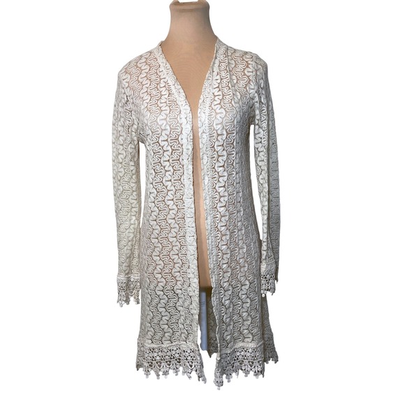 Heart N Crush Sweaters - Heart N Crush Lace Crochet Cardigan Size M Cream Boho Cottagecore Festival Fairy